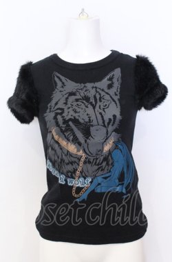 画像1: BATSU / ボアスリーブTシャツ M ブラック O-25-08-08-034-PU-TO-IG-OS