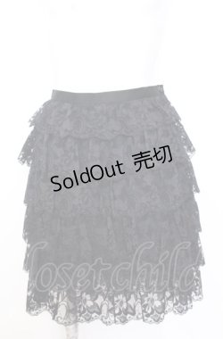 画像1: BPN / ラッセルレースティアードスカート M ブラック O-25-08-08-035-GO-SK-IG-OS