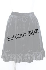 PEACE NOW / バックリボンベロアスカート M ブラック O-25-08-08-037-PU-SK-IG-OS