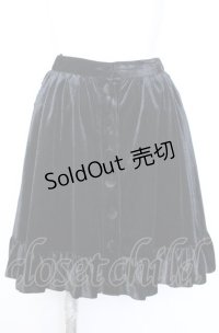 PEACE NOW / バックリボンベロアスカート M ブラック O-25-08-08-037-PU-SK-IG-OS