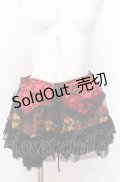 Qutie Frash / コルセット風和柄ミニスカート  ブラック×レッド系 O-25-08-08-039-QU-PA-IG-OS