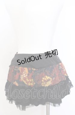 画像3: Qutie Frash / コルセット風和柄ミニスカート  ブラック×レッド系 O-25-08-08-039-QU-PA-IG-OS