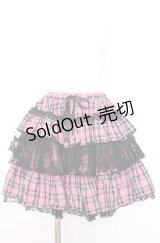H jelly / チェック柄ボリュームスカート  ピンク×ブラック O-25-08-08-041-HN-SK-IG-OS