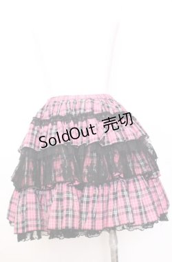 画像3: H jelly / チェック柄ボリュームスカート  ピンク×ブラック O-25-08-08-041-HN-SK-IG-OS