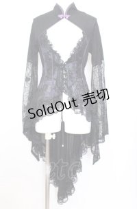 Qutie Frash / レーススリーブレイヤード風トップス  ブラック×パープル O-25-08-08-044-QU-TO-IG-OS