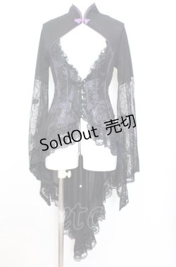 画像1: Qutie Frash / レーススリーブレイヤード風トップス  ブラック×パープル O-25-08-08-044-QU-TO-IG-OS