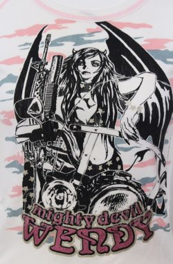 画像2: BATSU / ガールプリントサイドレースアップTシャツ  ホワイト O-25-08-08-046-PU-TS-IG-OS
