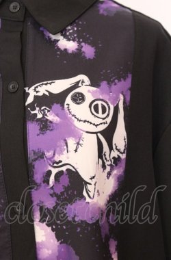 画像2: NieR Clothing / 半袖シャツ  ブラック×パープル O-25-08-08-050-PU-BL-IG-OS