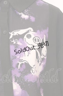 画像2: NieR Clothing / 半袖シャツ  ブラック×パープル O-25-08-08-050-PU-BL-IG-OS