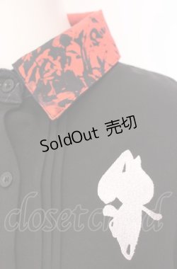 画像2: NieR Clothing / 着物風袖シャツ  ブラック×レッド O-25-08-08-051-PU-BL-IG-OS