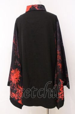 画像4: NieR Clothing / 着物風袖シャツ  ブラック×レッド O-25-08-08-051-PU-BL-IG-OS