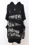 NieR Clothing / 取り外し可能アームカバー付きHOODIE フーディ  ブラック×マルチ O-25-08-08-052-PU-TO-IG-OS