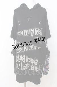 NieR Clothing / 取り外し可能アームカバー付きHOODIE フーディ  ブラック×マルチ O-25-08-08-052-PU-TO-IG-OS