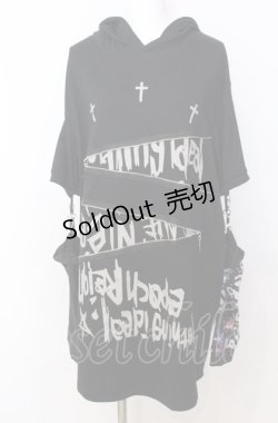 画像1: NieR Clothing / 取り外し可能アームカバー付きHOODIE フーディ  ブラック×マルチ O-25-08-08-052-PU-TO-IG-OS