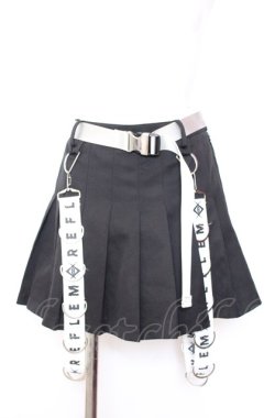 画像1: REFLEM / Dリングサス付きプリーツスカートパンツ  ブラック×ホワイト O-25-08-08-006-PU-PA-IG-OS