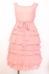 Emily Temple cute / 水玉ティアードワンピース  ピンク O-25-08-08-012-ET-OP-OW-OS