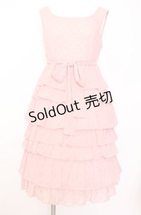 Emily Temple cute / 水玉ティアードワンピース  ピンク O-25-08-08-012-ET-OP-OW-OS