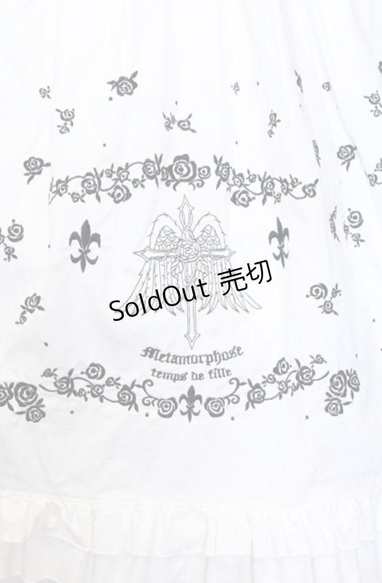 画像2: metamorphose / 羽根十字架柄刺繍入り半袖ワンピースセット【ワンピース単品】  シロ O-25-08-08-016-ME-OP-IG-OS (2)