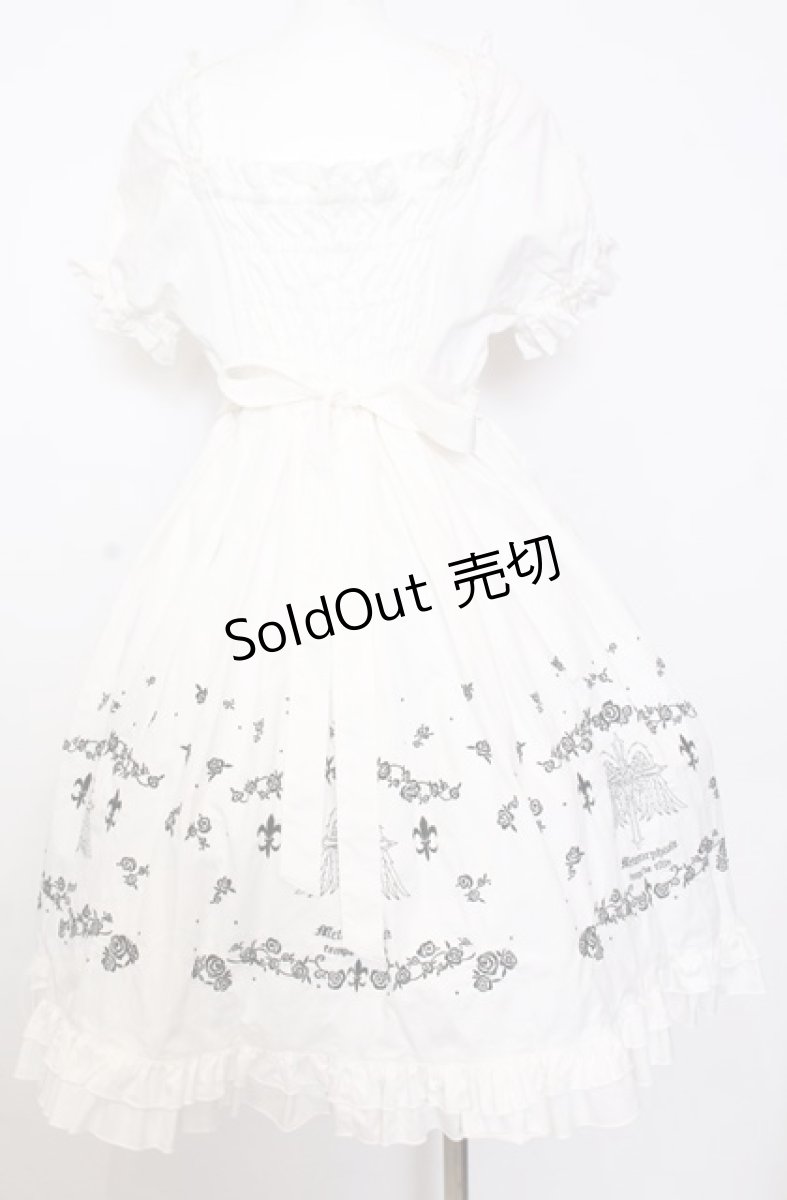 画像3: metamorphose / 羽根十字架柄刺繍入り半袖ワンピースセット【ワンピース単品】  シロ O-25-08-08-016-ME-OP-IG-OS (3)