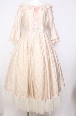 画像1: Victorian maiden / ダマスクキャットアントワネットドレス  ピンクベージュ O-25-08-08-020-CL-OP-OW-OS