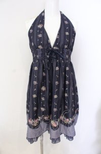 axes femme POETIQUE / フルーツプリントワンピース  ネイビー O-25-08-09-032-AX-OP-IG-OS