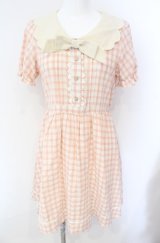 axes femme POETIQUE / スカラップ襟半袖ワンピ  ピンク系 O-25-08-09-033-AX-OP-IG-OS