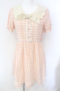 axes femme POETIQUE / スカラップ襟半袖ワンピ  ピンク系 O-25-08-09-033-AX-OP-IG-OS