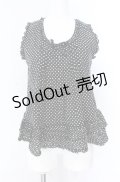 KANEKO ISAO / タック段々ドットノースリーブブラウス  クロ×シロ O-25-08-09-040-EL-BL-IG-OS
