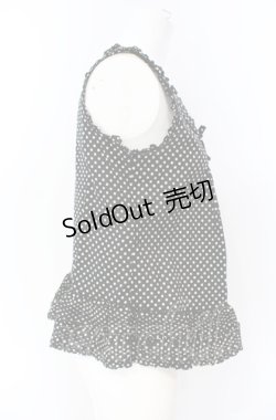 画像2: KANEKO ISAO / タック段々ドットノースリーブブラウス  クロ×シロ O-25-08-09-040-EL-BL-IG-OS