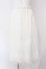 evelyn / ラメチュールロングスカート  シロ O-25-08-09-047-LO-SK-IG-OS