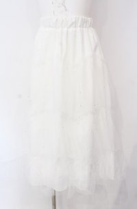 evelyn / ラメチュールロングスカート  シロ O-25-08-09-047-LO-SK-IG-OS