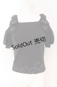 evelyn / ストーンリボンニットトップス  クロ O-25-08-09-054-LO-TO-IG-OS