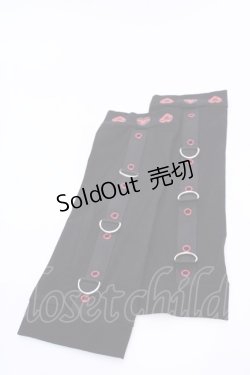 画像1: NieR Clothing / アームカバー  ブラック×レッド O-25-08-09-1036-PU-ZA-IG-ZT450