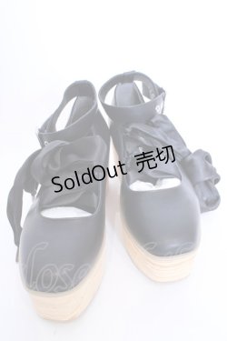画像1: Me De-official / 木目調レースアップバレリーナシューズ 38 クロ O-25-08-09-1055-LO-SH-IG-ZT087
