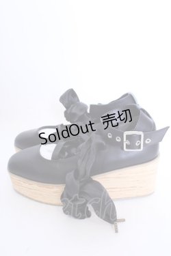 画像2: Me De-official / 木目調レースアップバレリーナシューズ 38 クロ O-25-08-09-1055-LO-SH-IG-ZT087