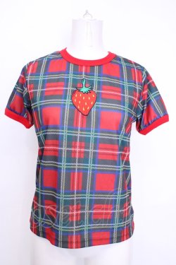 画像1: Hei Hei / チェックミニTシャツ  アカ O-25-08-09-1008-LO-TO-IG-OS