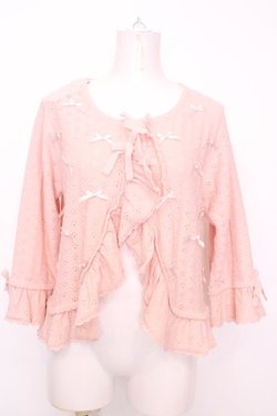 画像1: PINK HOUSE / ミニリボンいっぱいニットカーディガン  ピンク O-25-08-09-1011-LO-TO-IG-OS
