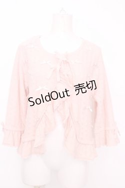 画像1: PINK HOUSE / ミニリボンいっぱいニットカーディガン  ピンク O-25-08-09-1011-LO-TO-IG-OS