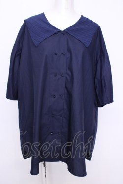 画像1: Fi.n.t / シアーチェックセーラービッグシャツ  ネイビー O-25-08-09-1002-CA-BL-IG-OS