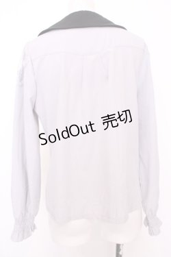 画像4: axes femme POETIQUE / リボン付きコウモリカラーブラウス M グレー×クロ O-25-08-09-1013-AX-BL-IG-OS