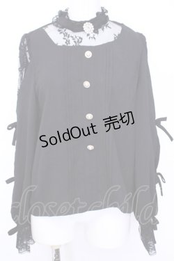 画像1: Rojita / チョーカー風ネック袖リボンブラウス  クロ O-25-08-09-1015-LO-BL-IG-OS