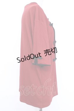 画像3: axes femme / マオカラーチャイナ風トップス  アカ×クロ O-25-08-09-1016-AX-TO-IG-OS