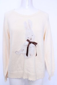 PINK HOUSE / クッキーラビッツモチーフニットプルオーバー  アイボリー O-25-08-09-1017-LO-TO-IG-OS