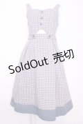 F i.n.t / ビスチェ風カッティングチェックジャンパースカート  ブルー O-25-08-09-1024-CA-OP-IG-ZT066