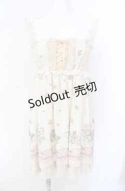 画像1: axes femme / ネコ花パネル柄ベアチュニック  オフ O-25-08-09-006-AX-OP-IG-OS