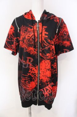 画像1: NieR Clothing / 2WAY ZIP半袖パーカー  レッド彼岸花 O-25-08-09-008-PU-TO-IG-OS