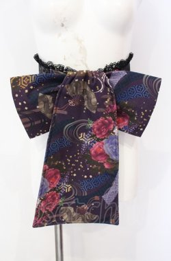 画像1: Qutie Frash / 花魁帯コルセット  ブラック×パープル O-25-08-09-010-QU-TO-IG-OS