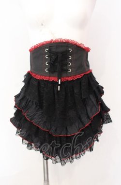 画像1: Qutie Frash / 蜘蛛の巣ティアードスカート【旧タグ】  ブラック×レッド O-25-08-09-011-QU-SK-IG-OS