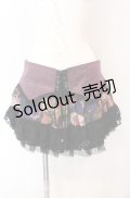 Qutie Frash / コルセット風和柄ミニスカート  ブラック×パープル×オレンジ O-25-08-09-012-QU-PA-IG-OS