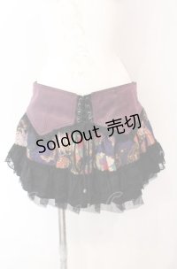 Qutie Frash / コルセット風和柄ミニスカート  ブラック×パープル×オレンジ O-25-08-09-012-QU-PA-IG-OS